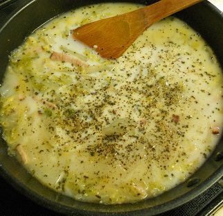 焼き白菜とベーコン煮パスタ‏6