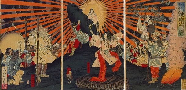 天岩戸神話の天照大神（春斎年昌画、明治20年（1887年））