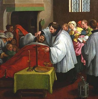 カトリック教会の終油の秘蹟が描かれた絵画